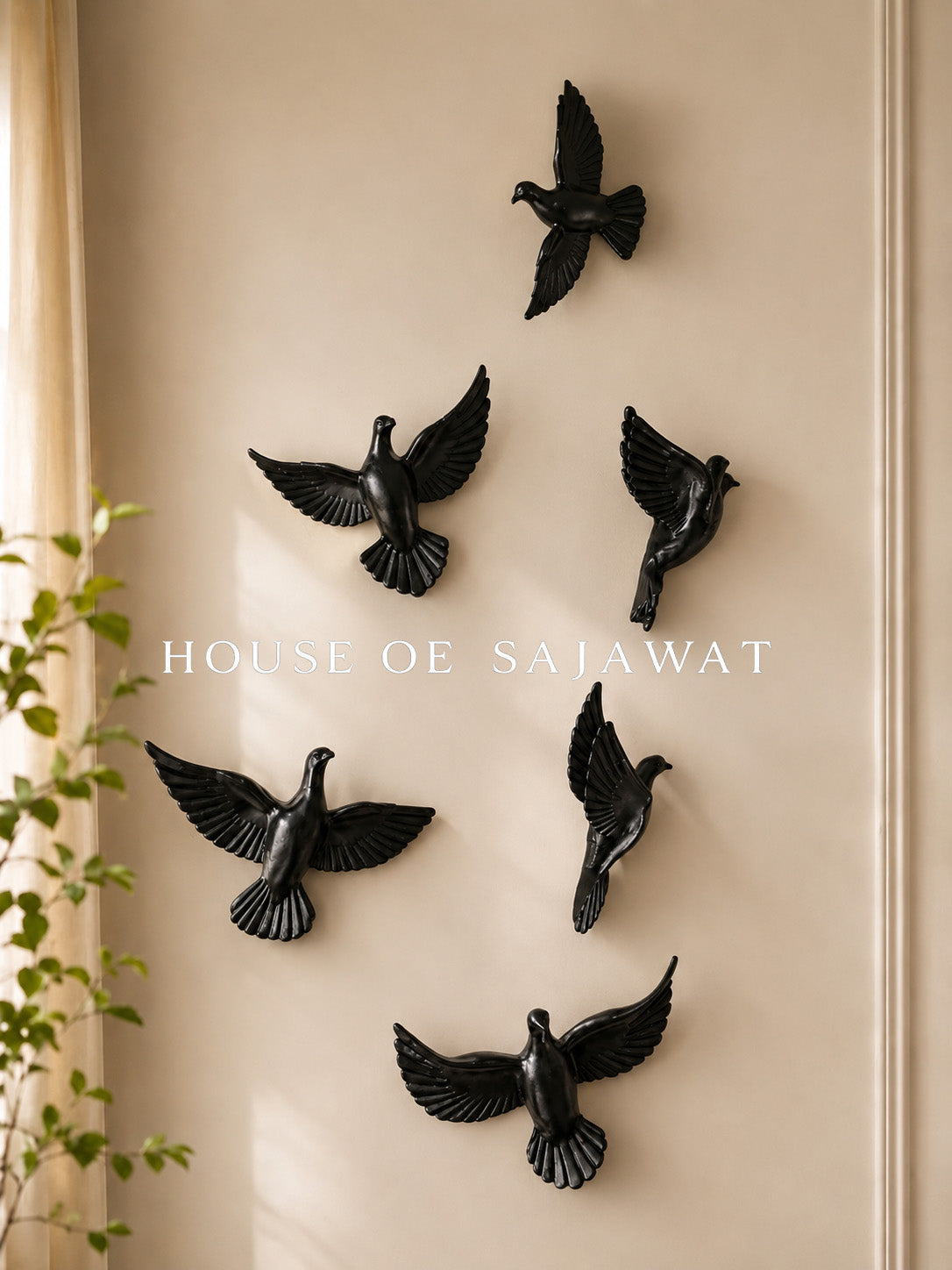 (D101) 6Pc Black Flying Birds