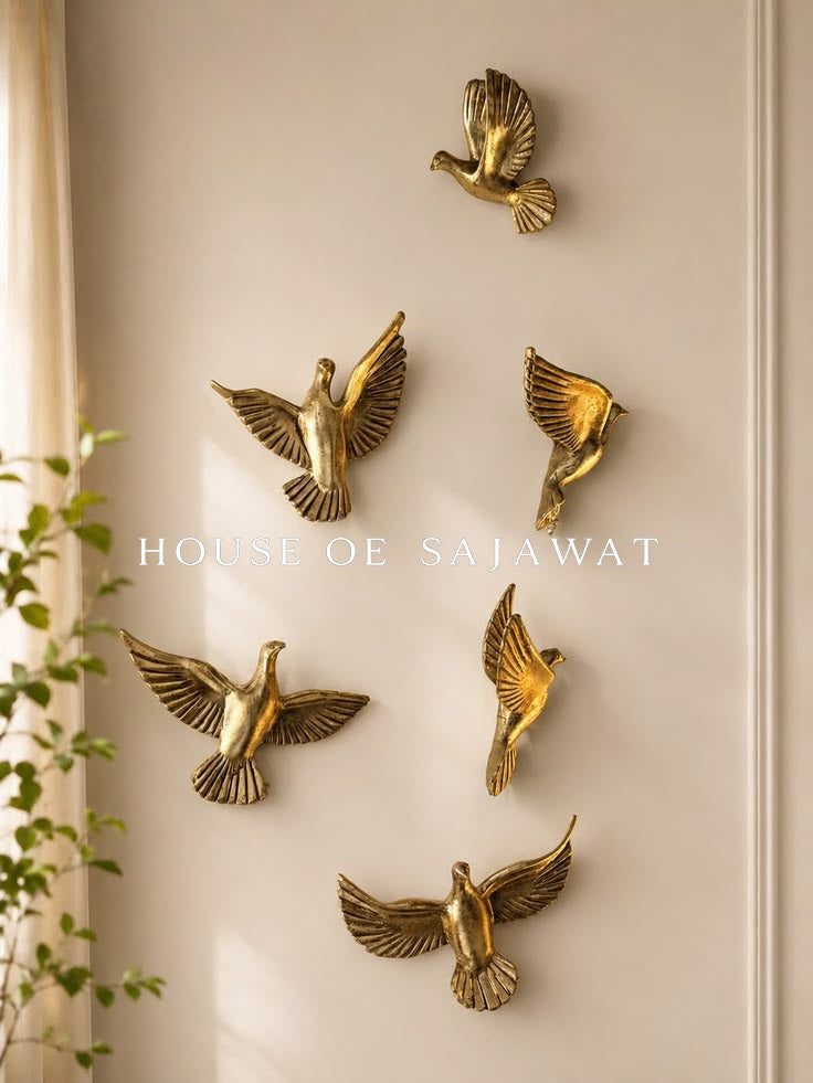 (D102) 6Pc Golden Flying Birds