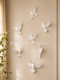 (D103) 6Pc White Flying Birds