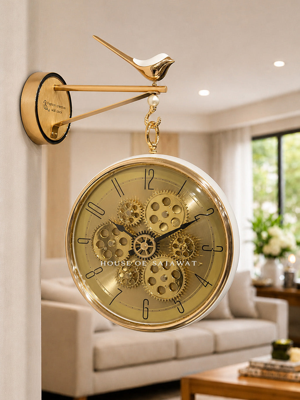 (DCL1021) Golden Double Sided Clock
