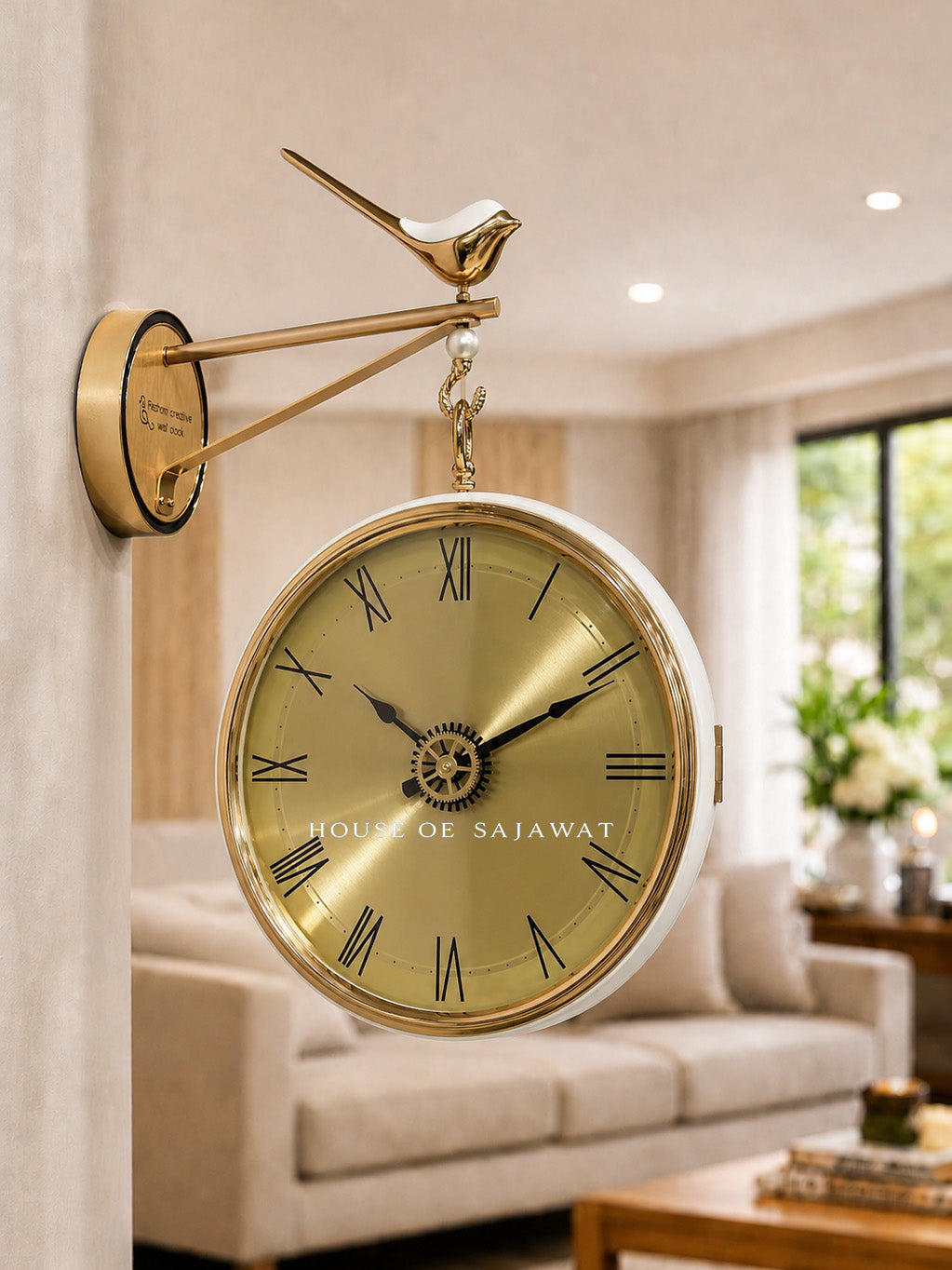 (DCL1021) Golden Double Sided Clock